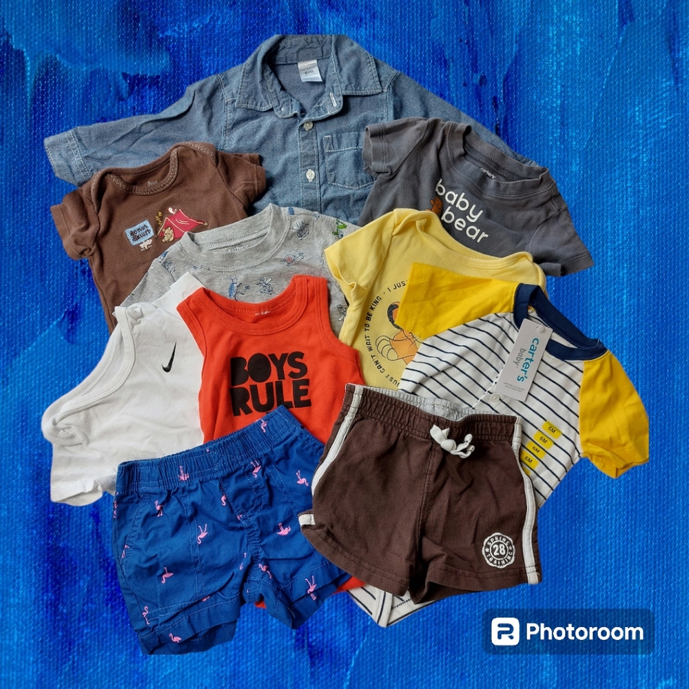 10 pc. Baby Boys Lot of Summer Clothes, One NWT, 6-Months